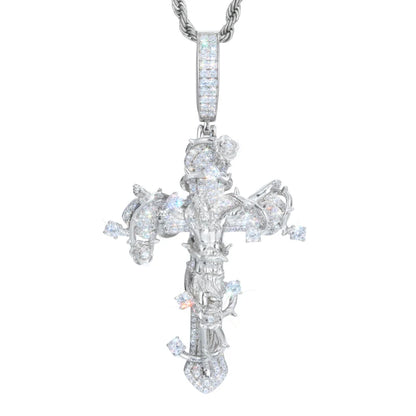 Original Design Iced Out Cross Necklace 925 Sterling Silver Moissanite Thorns Jesus Pendant 2025 Hip Hop Jewelry For Man Women