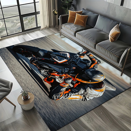Racing Car K-KTM Motorcycle Carpet Rug for Living Room Bedroom Home Sofa Decoration,Kids Play Area Rug Non-slip Floor Mat Gift