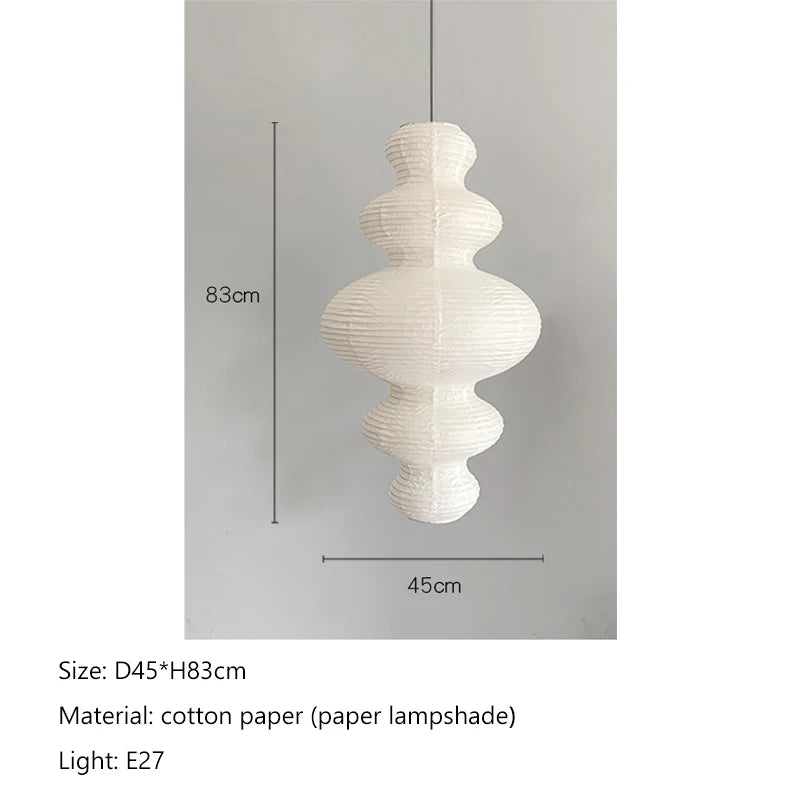 Nordic Wabi Sabi Wind Rice Paper Led Pendant Lights Living Room Bedroom Corner Chandelier Duplex Loft Home Decor Bedside Lamp