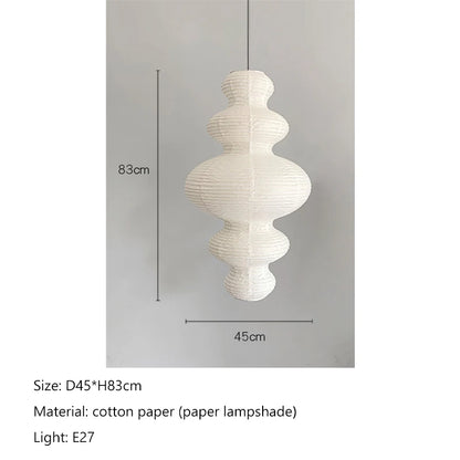 Nordic Wabi Sabi Wind Rice Paper Led Pendant Lights Living Room Bedroom Corner Chandelier Duplex Loft Home Decor Bedside Lamp