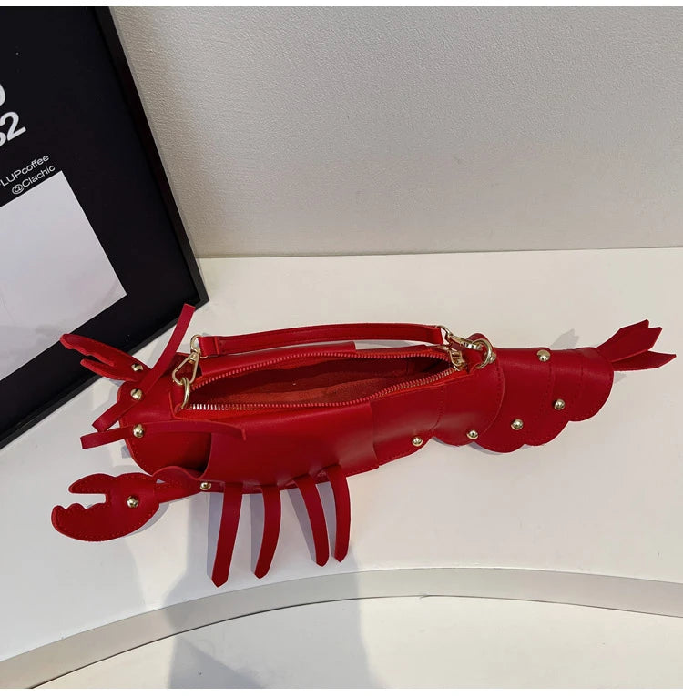 PU Zipper Commuting Crossbody Bags Lobster Shape Niche 2025 High Quality Ladies Bags Solid Color Rivet Fashion Shoulder Bags