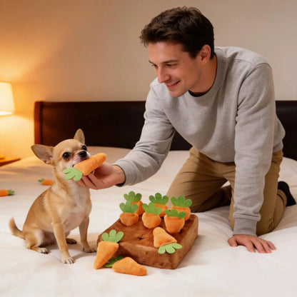 Dog Snuffle Mat Interactive Feeding Puzzle Game with Removable Carrots for Puppy Mental Stimulation Training Mat Slow Feeder
