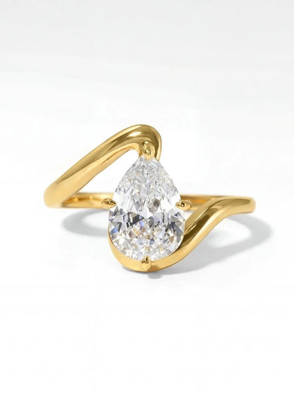 925 Sterling Silver Simple Fashion Water Drop Zircon Ring For Women Engagement Wedding Luxury High Quality Fine Jewelry