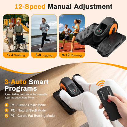 Electric Elliptical Machine Under-Desk Quiet Magnetic Elliptical Trainer with 3 Auto Programs and 12 Manual Speed Levels LED Display  for Home Fat Burning Toning