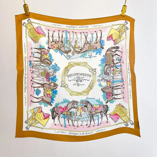 British Luxury Equestrian Bandana 100% MULBERRY SILK Multi Color Vintage Horse Equipment Neck Hair Wrap Unisex Party Gift