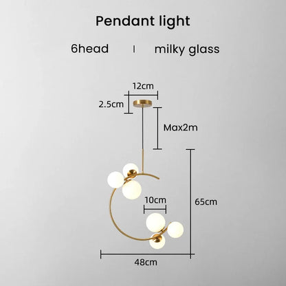 Medieval Bauhaus Gold Glass Ball Bubble Hanging LED Pendant Lights Creative Forged Lamps for Bedroom Home Decoration Chandelier