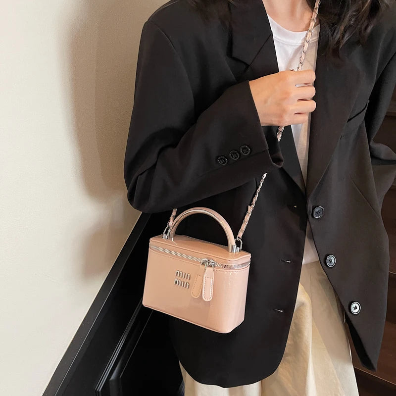 Women Square Handbags 2025 Spring Fashion Chains Crossbody Bags Soft PU Shoulder Bag Ladies Elegant Chic Mini Mobile Phone Bags