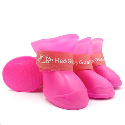 4Pcs Pet Silicone Rain Shoes Anti-Dirty Non-Slip Waterproof Dog Shoes Soft Bottom Footwear Small Dogs Cats Teddy Shoes