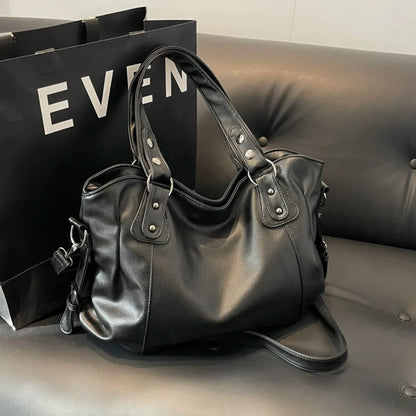 Women's Large Capacity Shoulder Casual Tote Bag Laptop Roomy Handbag Soft Leather Crossbody Business Black Big Bag A4 Sac A Main
