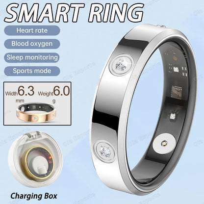 2026 Smart Ring Women Men Super narrow 6.3mm Heart Rate Stress measurement Health Monitoring IP68 Waterproof Fashion Sport Rings