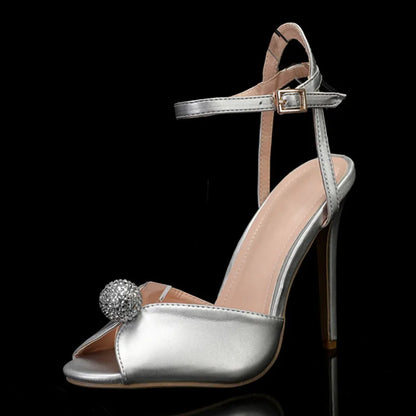 Luxury Pearls Rhinestones Peep toe Women Pumps Sandals Sexy Ankle Strap High Heels Summer Bridal Wedding Party Shoes Sandals