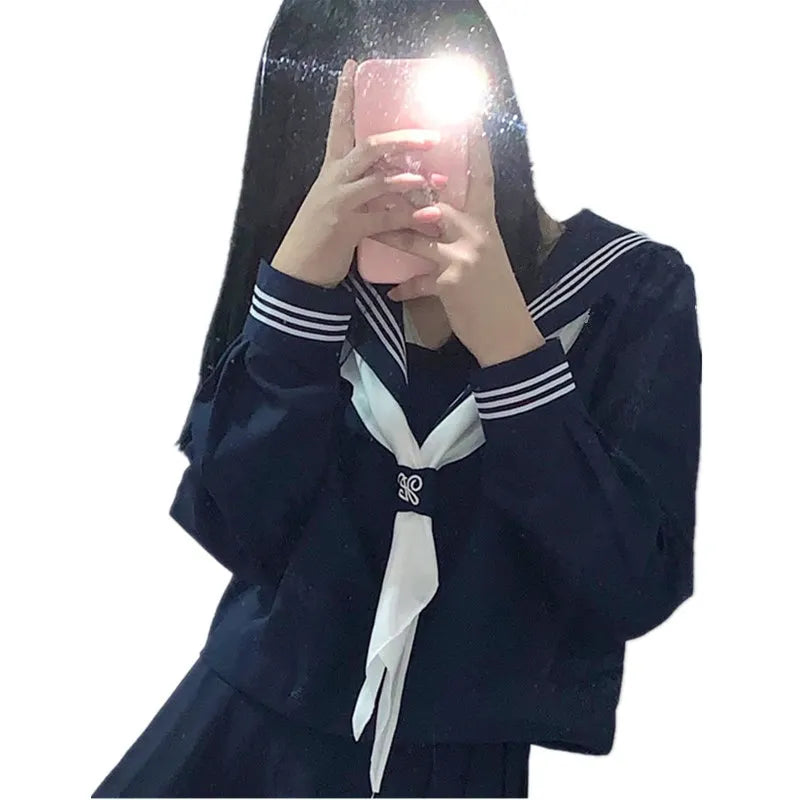 Orthodox JK Uniform School Uniform Basic Navy Navy College Style School Supply Middle Sailor Uniform Autumn and Winter Suit
