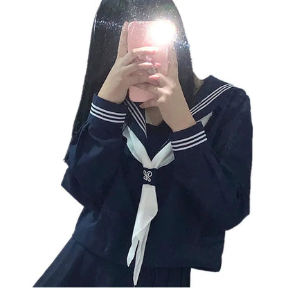 Orthodox JK Uniform School Uniform Basic Navy Navy College Style School Supply Middle Sailor Uniform Autumn and Winter Suit