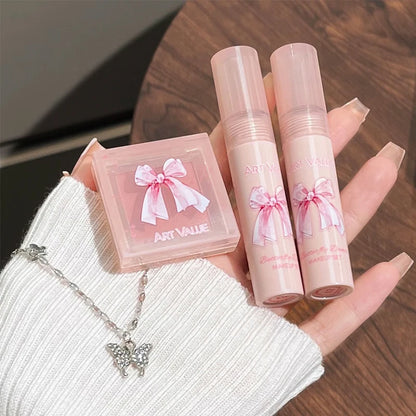 ART VALUE Makeup Sets Include 4Pcs Velvet Matte Lip Mud,1 Pc Blush Palette And 1 Necklace Gift Cosmetics Kits Lasting Lipgloss