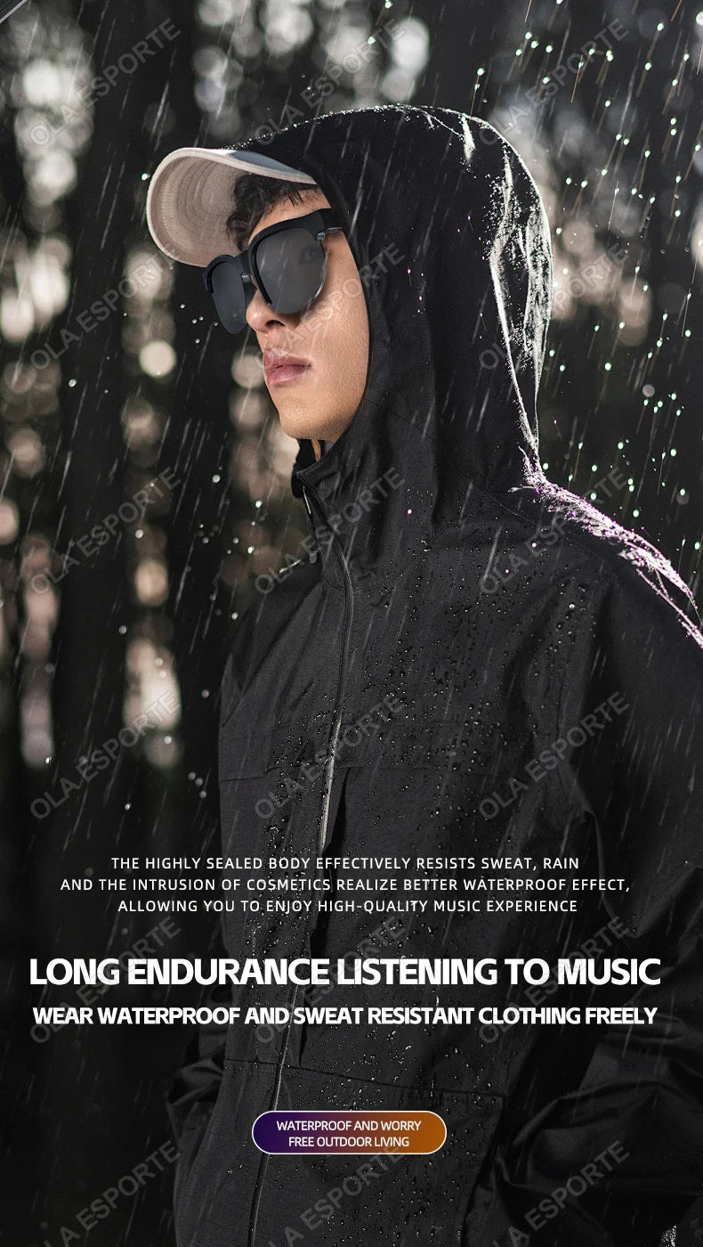 New Smart Glasses Men Bluetooth 5.3 Earphones Anti-Blu-ray Stereo headset Dual Speaker Touch Music Control Headphone Sunglasses
