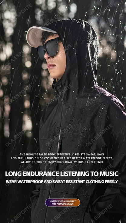 New Smart Glasses Men Bluetooth 5.3 Earphones Anti-Blu-ray Stereo headset Dual Speaker Touch Music Control Headphone Sunglasses