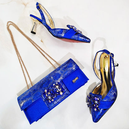 Doershow High Quality African Style Ladies Shoes And Bags Set Latest BROWN Italian Shoes And Bag Set For Party HM1-1