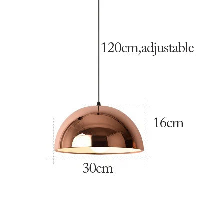 Nordic Rose Gold Pendant Lights Plated Metal Hanging Lamp Fixtures Dining Room Kitchen Island Bar Cafe Indoor Decor Lighting E27