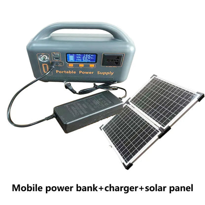 Portable Power Plant Solar Generator with Solar Panels, LiFePO4 400 W 192 Wh Power Pack, Equipped with Camping Solar+5A Charger