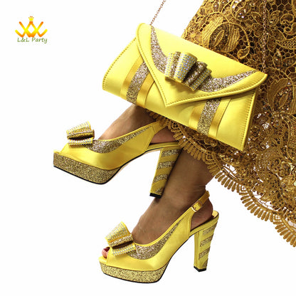 New Spring Autumn Super High Heels Shoes Matching Bag Set in Magenta Color For Nigerian Ladies Wedding Party