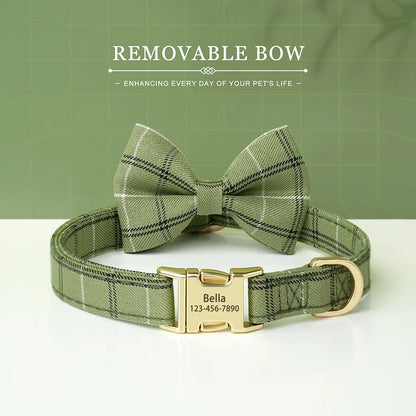 Personalized Dog ID Collar Cute Bowtie Pet Collars Necklace Free Engraving Puppy Cat Buckle Collar For Small Medium Dogs Cats