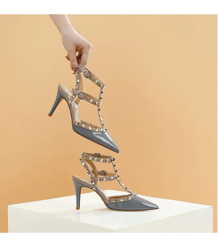 Nude Black Woman heeled sandals Summer Slingbacks High Heels luxury Leather Fashion Brand Designed sandals elegant Prom Shoes