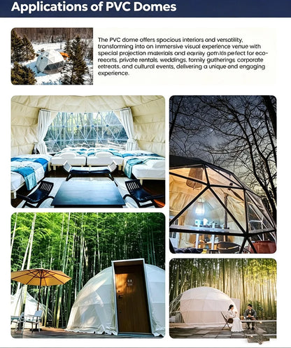 Geodesic Dome Tent, Panoramic View Round Windproof Glamping Shelter for Resort Hotel, Outdoor Campsite Holiday Accommodation