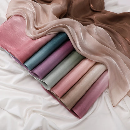 Two-color Shimmer Shiny Satin Hijab Crinkle Scarves Shawl Women Muslim Hijab Crepe Bandana Islamic Shimmer Silk Hijab