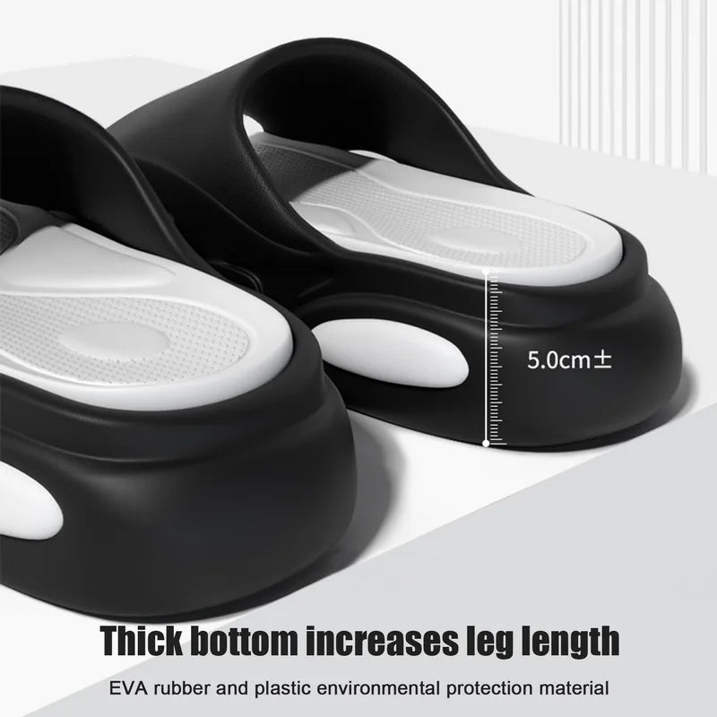 Comwarm New Men Summer Slippers Thick Sole House Non-slip Bathroom Shower Slides Outdoor Soft Cloud Fashion Beach Shoe Flip-flop