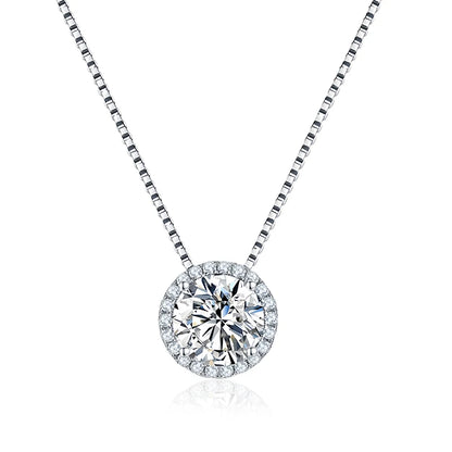 NeeTim 0.5ct 1ct Pink Blue Black Colorful Moissanite Necklaces for Women 925 Sterling Silver Box Chian Pendant Woman's Necklace