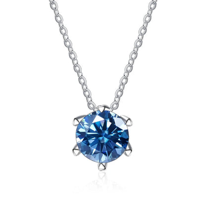 JoyceJelly 1CT VVS D Moissanite Necklace For Women Six Prong Simulated Diamond Pendant 925 Sterling Silver Wedding Fine Jewelry