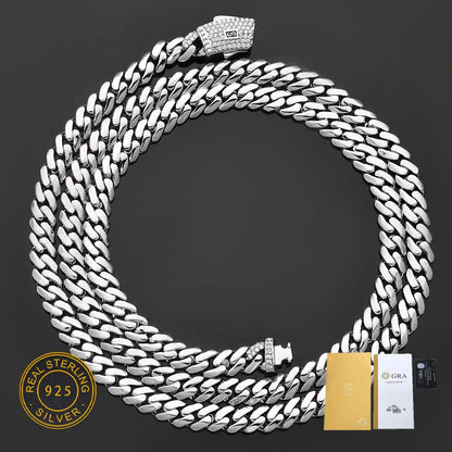 Exquisite 6/8/10mm Monaco Necklace 925 Silver Moissanite VVS Thick 14K Gold Plated Hip Hop Style Men's Cuban Necklace