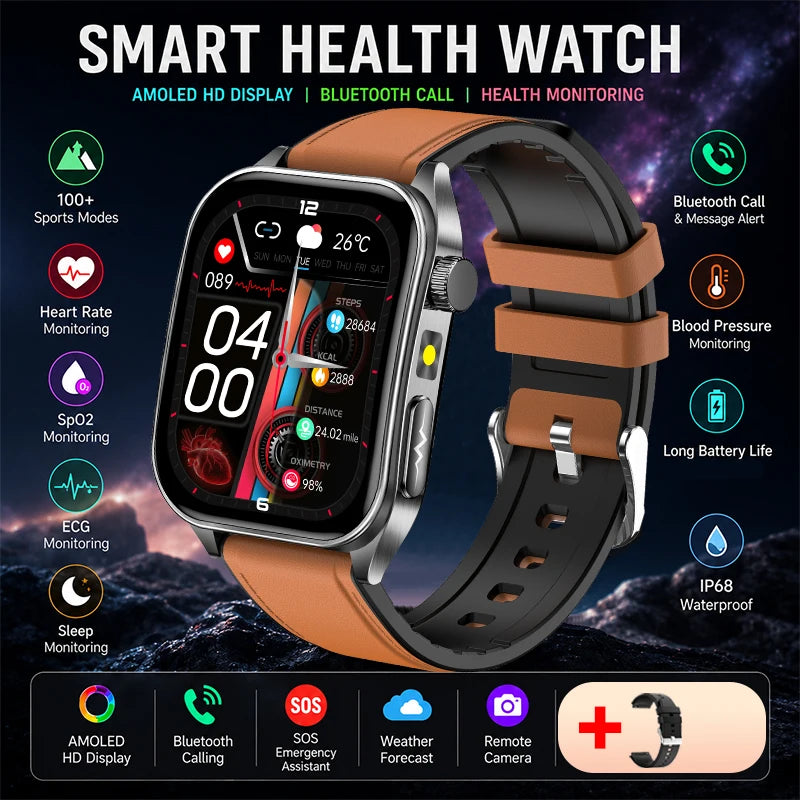 2026 New Health Smart Watch Laser Therapy Reduce Three Highs Blood Oxygen Pressure Uric Acid Blood Lipid ECG Smartwatch For Man