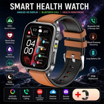 2026 New Health Smart Watch Laser Therapy Reduce Three Highs Blood Oxygen Pressure Uric Acid Blood Lipid ECG Smartwatch For Man