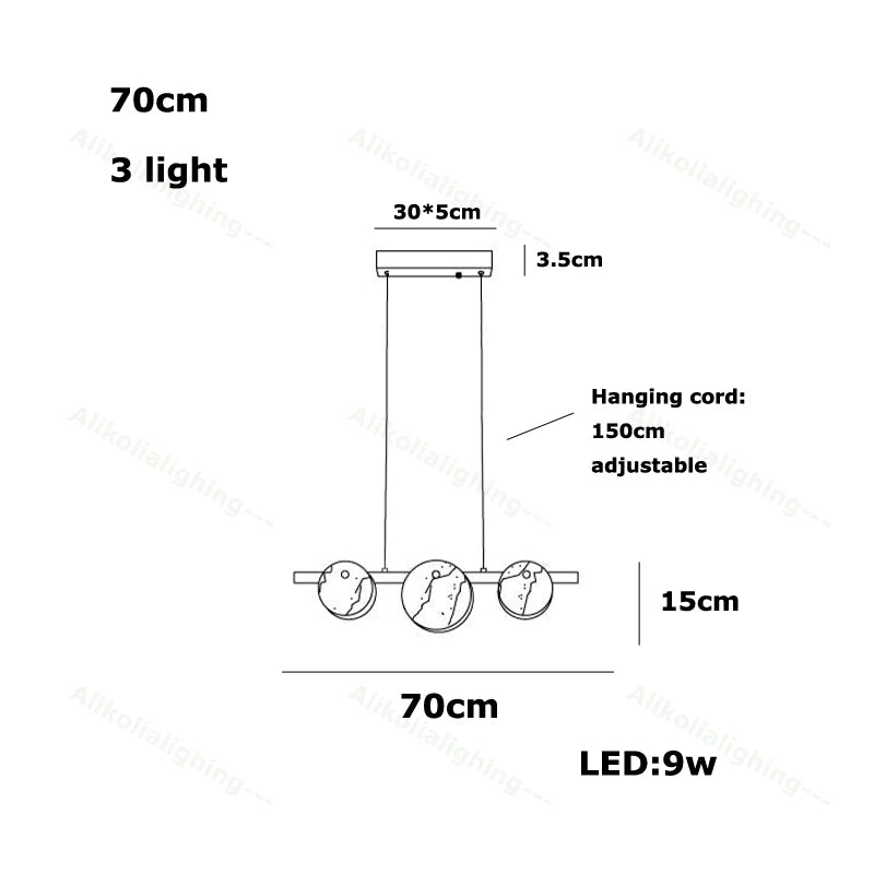 2026 Natural Marble Pieces LED Chandelier Lustre Alabaster Pendant Light Suspension Luminaire Lampen For Foyer Dinning Room