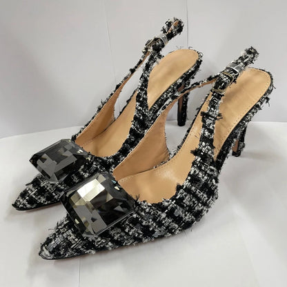 Luxury Diamonds Brand High Heels Women Sexy Pointed Toe Pumps Jewelry Sandals Ladies Elegant  Backless Party Dress Shoes Female