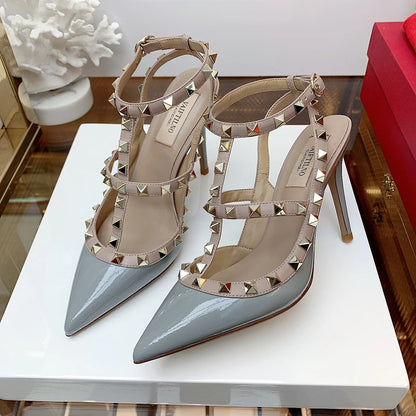 Women's Gladiator sandals Summer 2026 Luxury With Ankle Strap Pointed Toe Fashion Rivet High Heels Party Ladies Shoes Women 10cm