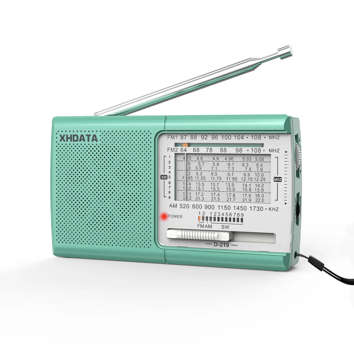 XHDATA D219 FM1-2/AM/SW1-9 11 Bands World Radio Receiver Fine Tuning Step High Sensitivity Pocket Size Walkman Digital Radio