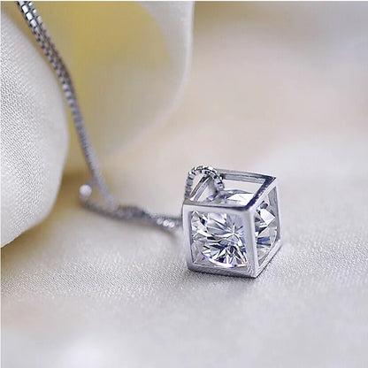 925 Silver Necklace For Women Zircom With White Gold Plated Lab Diamond Sterling  Silver Jewelry Wedding Pendant
