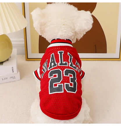Summer Pet Vest Small Body Hugger American Bulldog Breathable Lightweight Small Dog Lettered Basketball Two-Piece Outfit
