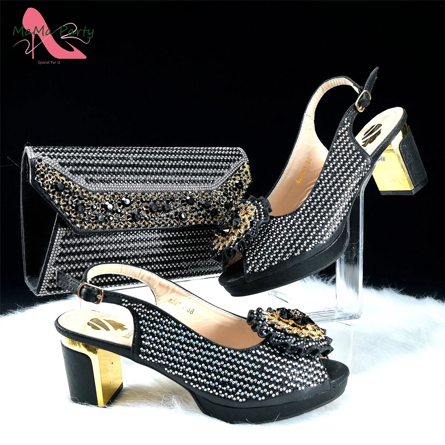 Mature Italian Women Shoes Matching Bag Set in Green Color 7 CM Comfortable Heels with Plaform Elegant Peep Toe Sandals