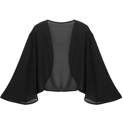 Womens 3/4 Sleeve Chiffon Cardigan Bolero Jacket Summer Elegant Wedding Party Bridal Dress Cover Ups Wraps Shawls Shrug