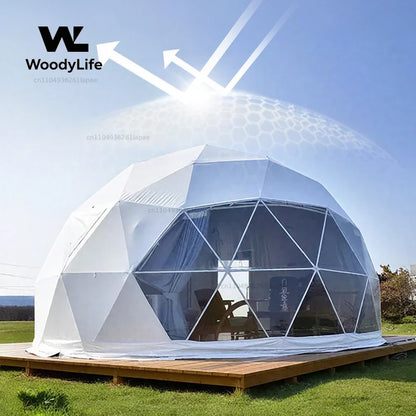 Geodesic Dome Manor Greenhouse Tent Leisure Resort Vacation Outdoor Glamping Round Tent Transparent Starry Sky Luxury Hotel Dome
