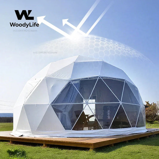 Geodesic Dome Manor Greenhouse Tent Leisure Resort Vacation Outdoor Glamping Round Tent Transparent Starry Sky Luxury Hotel Dome
