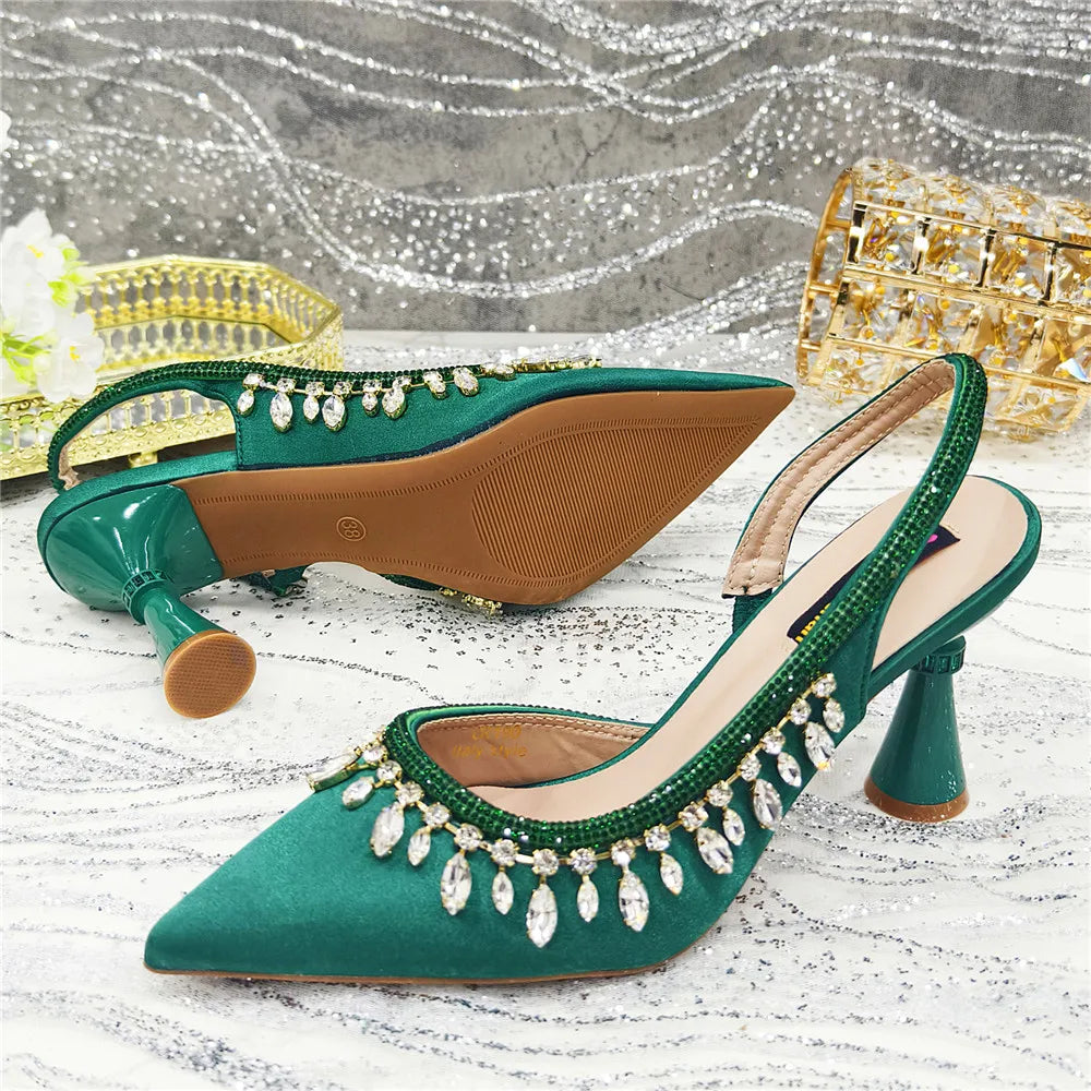 Designer Shoes Women's Luxury 2026 Elegant Crystal Women's Shoes Italian Women's Wedding Rhinestone Nigeria Party Wedding Pump