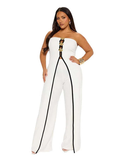 Full Strapless Jumpsuit Sexy Slim Office Lady Summer Sleevelesss Women Jumpsuits Elegant Sexy Jumpsuit  Wholesale Dropshipping