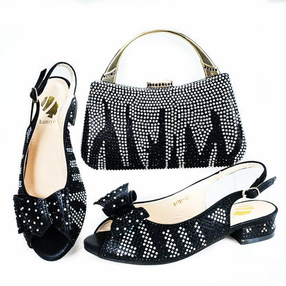 Doershow nice African Shoes And Bag Matching Set With blue Hot Selling Women Italian Shoes And Bag Set For Party  HAS1-10