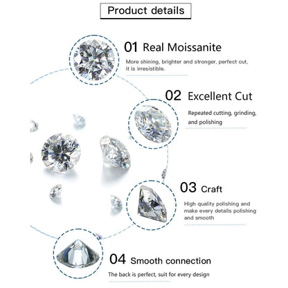 BIJOX STORY 1 CT Moissanite Pendant For Women Simulated Diamond Necklace S925 Sterling Silver Jewelry Girl Valentine's Day Gift