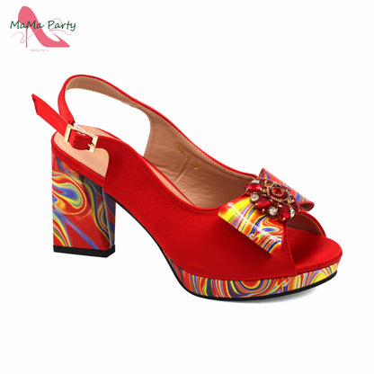 2024 New Design Italian Women Shoes and Bag to Match in Super High Heels in Yellow African Ladies Sandals for Wedding Party