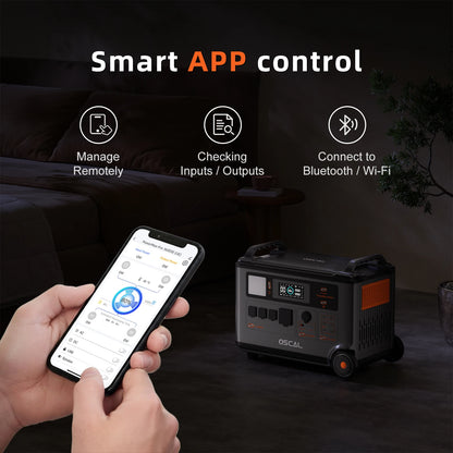 OSCAL PowerMax 3600SE Portable Power Station, 3600Wh LiFePO4 Battery, Solar Generator optional 400W Solar Panel, 3600W (Surge 7200W) Fast charging Home Backup Battery, Power Supply for Camping, RV